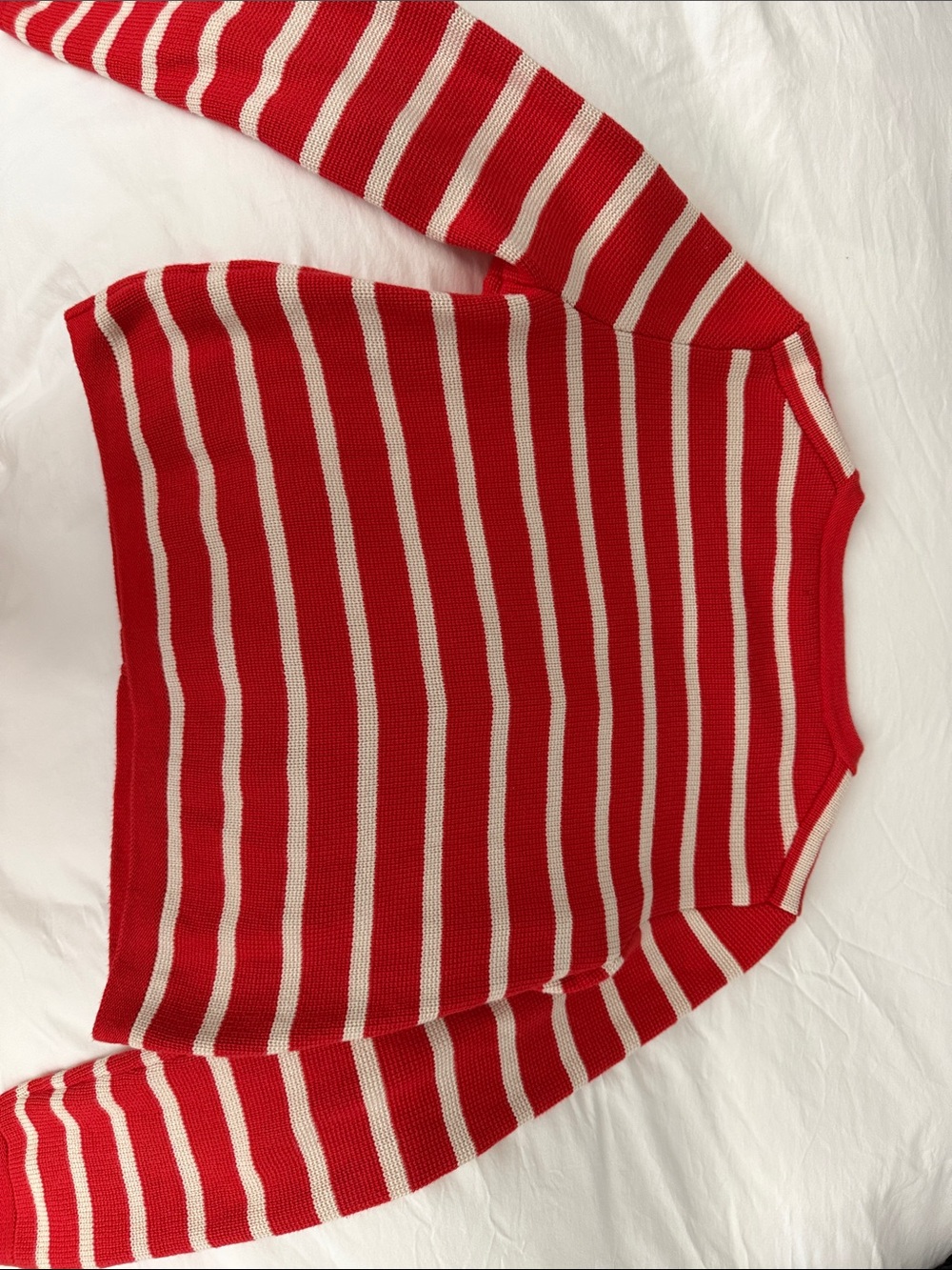 J. Crew Red and Cream Striped Button Cardigan - Picture 2 of 3